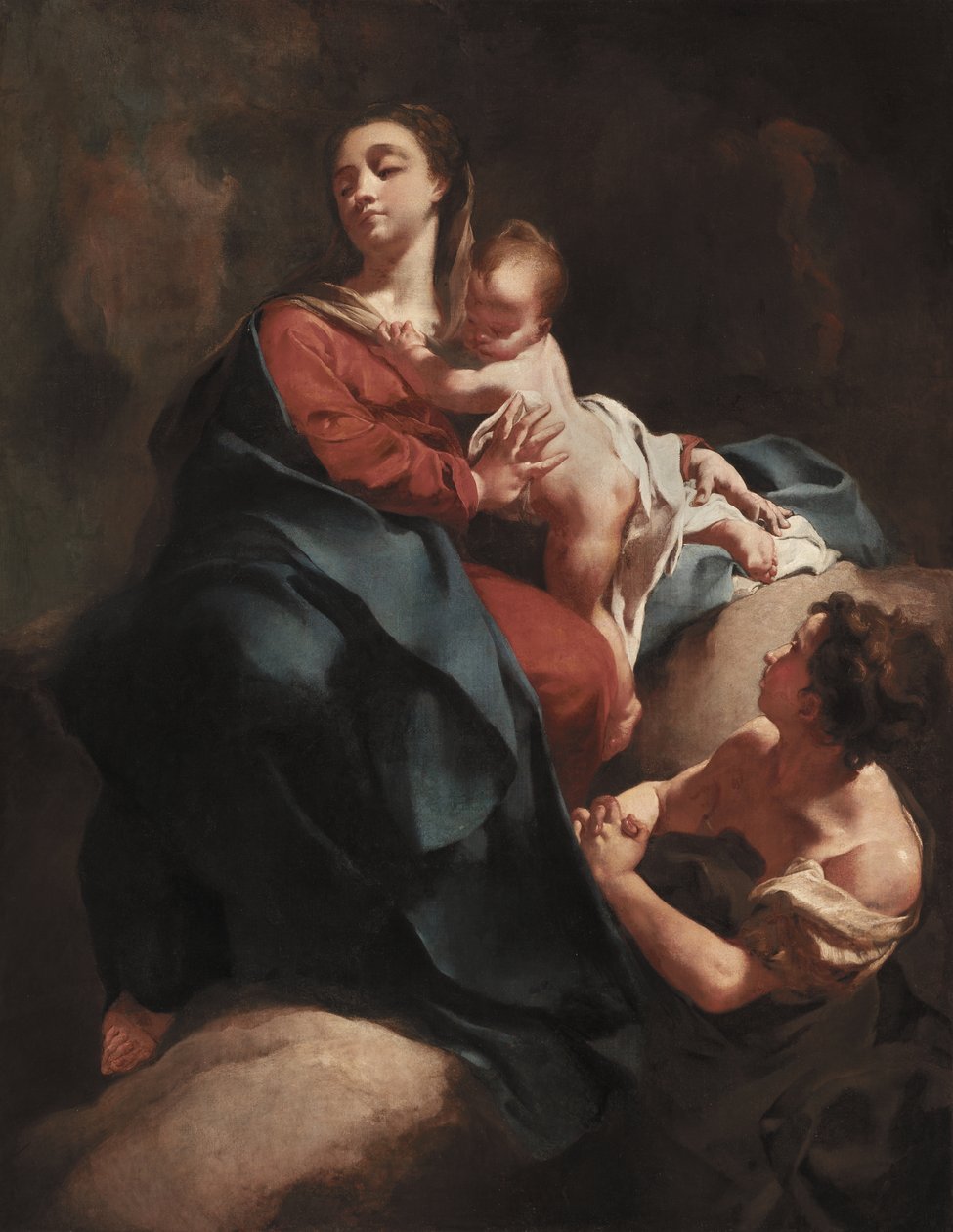 Madonna e Child com uma figura adoradora, entre 1715 e 1718 de Giovanni Battista Piazzetta