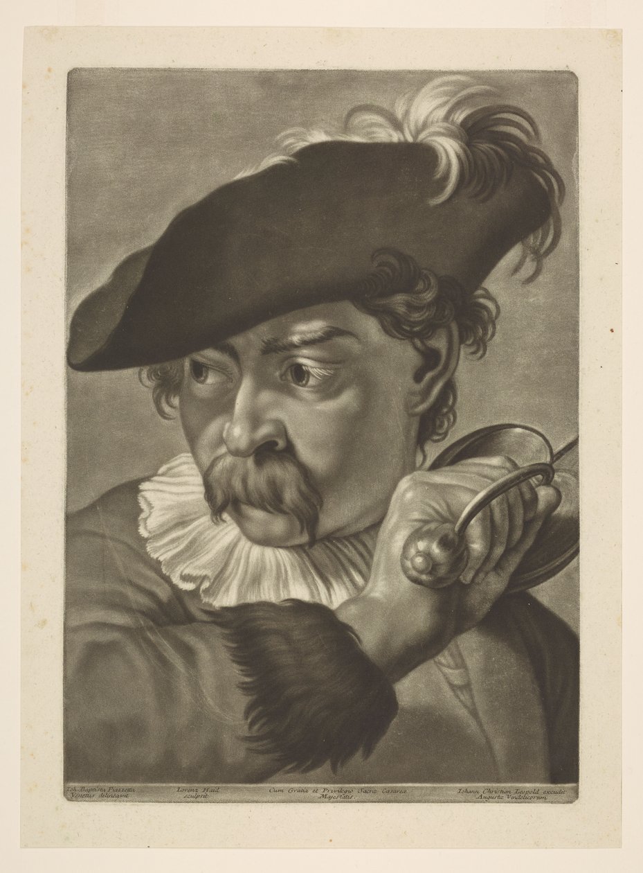 Homem com um chapéu de penas de Giovanni Battista Piazzetta