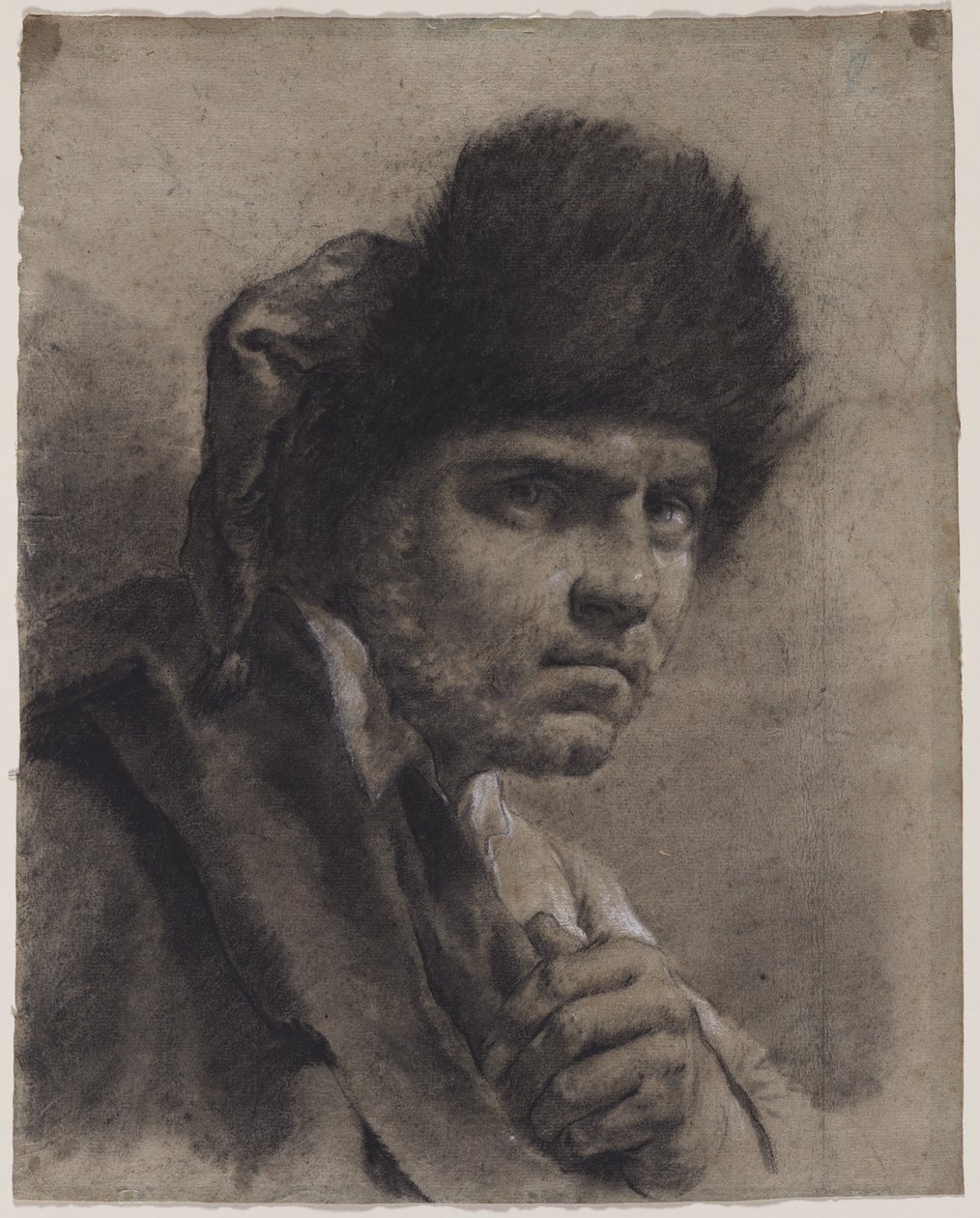 Homem com um gorro de pele de Giovanni Battista Piazzetta
