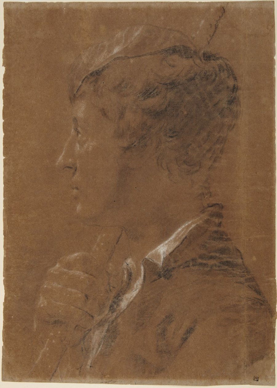 Perfil de um jovem a segurar um cajado de Giovanni Battista Piazzetta