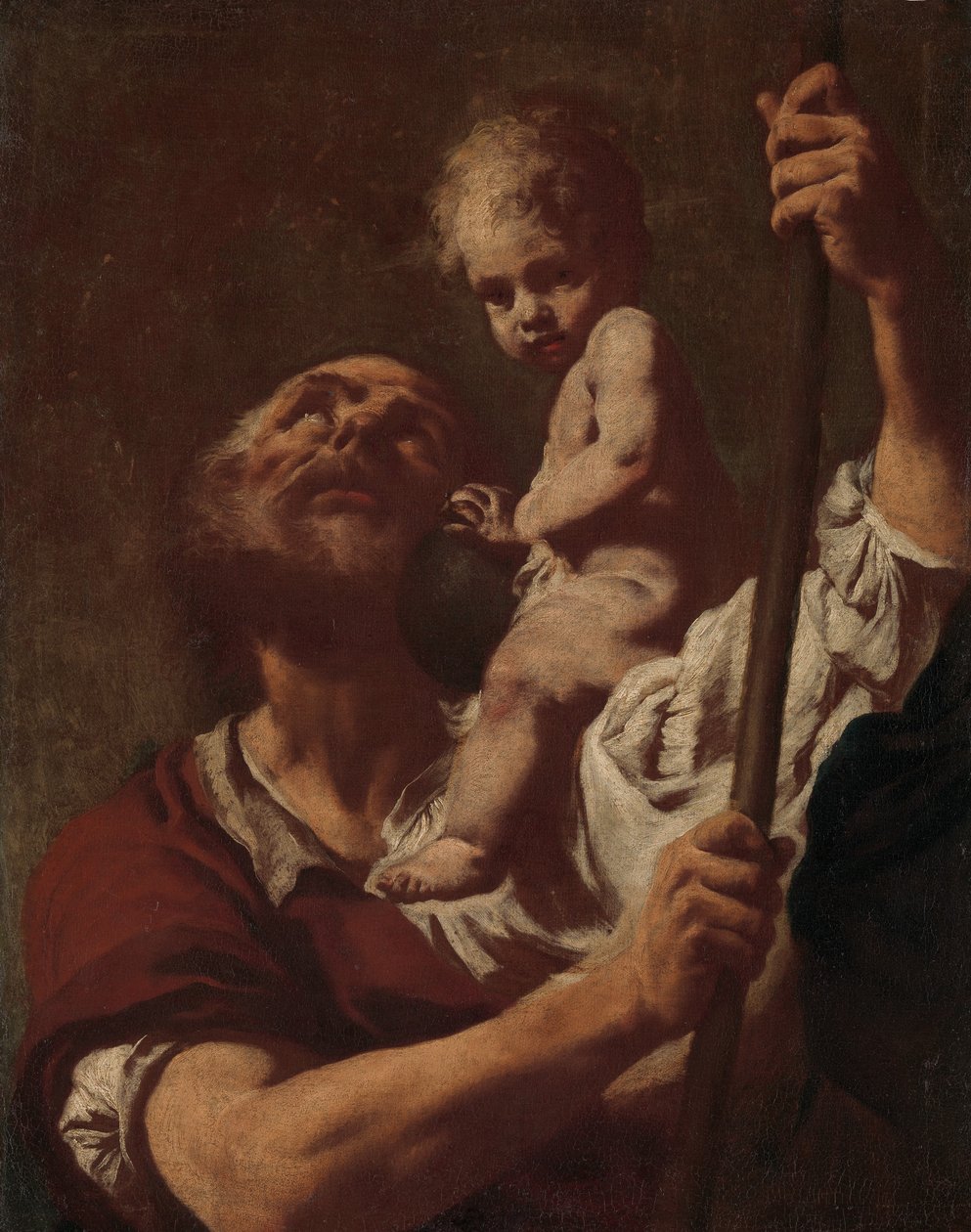 São Cristóvão carregando o Cristo infantil, década de 1730. de Giovanni Battista Piazzetta