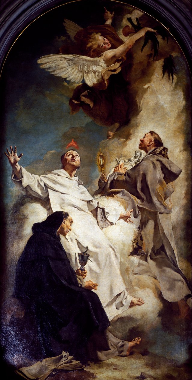 Santos Vicente, Jacinto e Bertrand, de Giovanni Battista Piazzetta (1628-1754), Igreja dos Jesuítas ou Santa Maria do Rosário, Veneza, Itália de Giovanni Battista Piazzetta