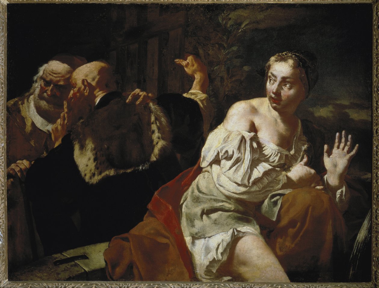 Suzanne and the Elders - Óleo sobre tela, cerca de 1720 de Giovanni Battista Piazzetta