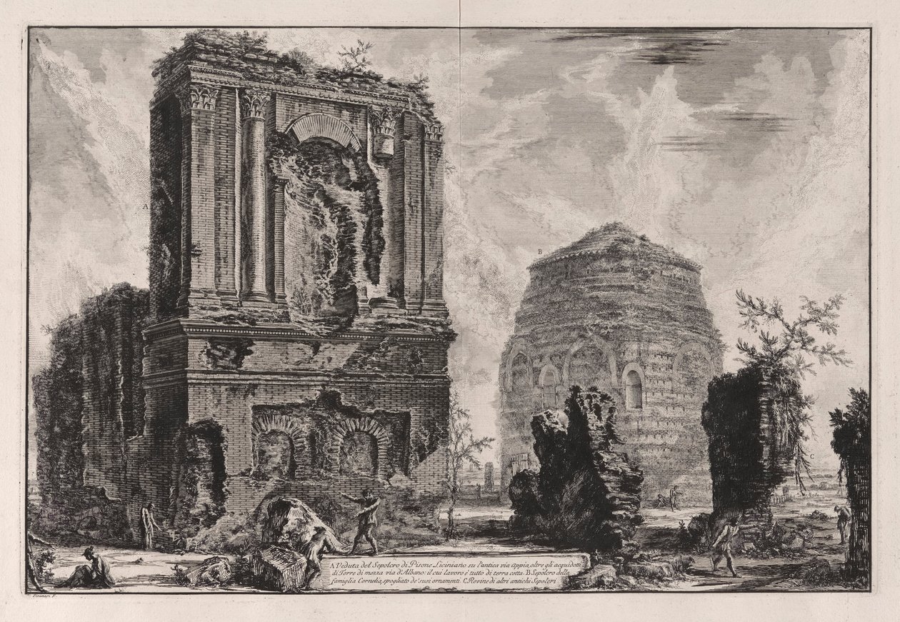 A. Vista do Sepulcro do Piso Licinianus em l de Giovanni Battista Piranesi