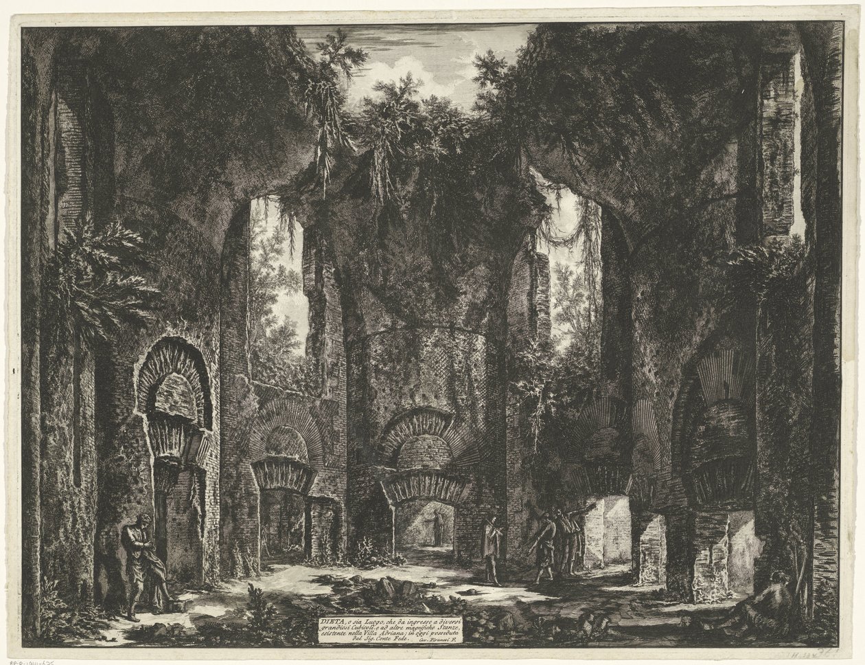 Academie de Villa Adriana te Tivoli
Dieta, ou Luogo che da ingresso a diversi grandiosi Cubicoli, e ad altre magnifiche Stanze, esistente nella Villa Adrian (...) (título sobre o objecto)
Gezichten op Rome (título da série)
Vistas de Roma desenhadas e g de Giovanni Battista Piranesi