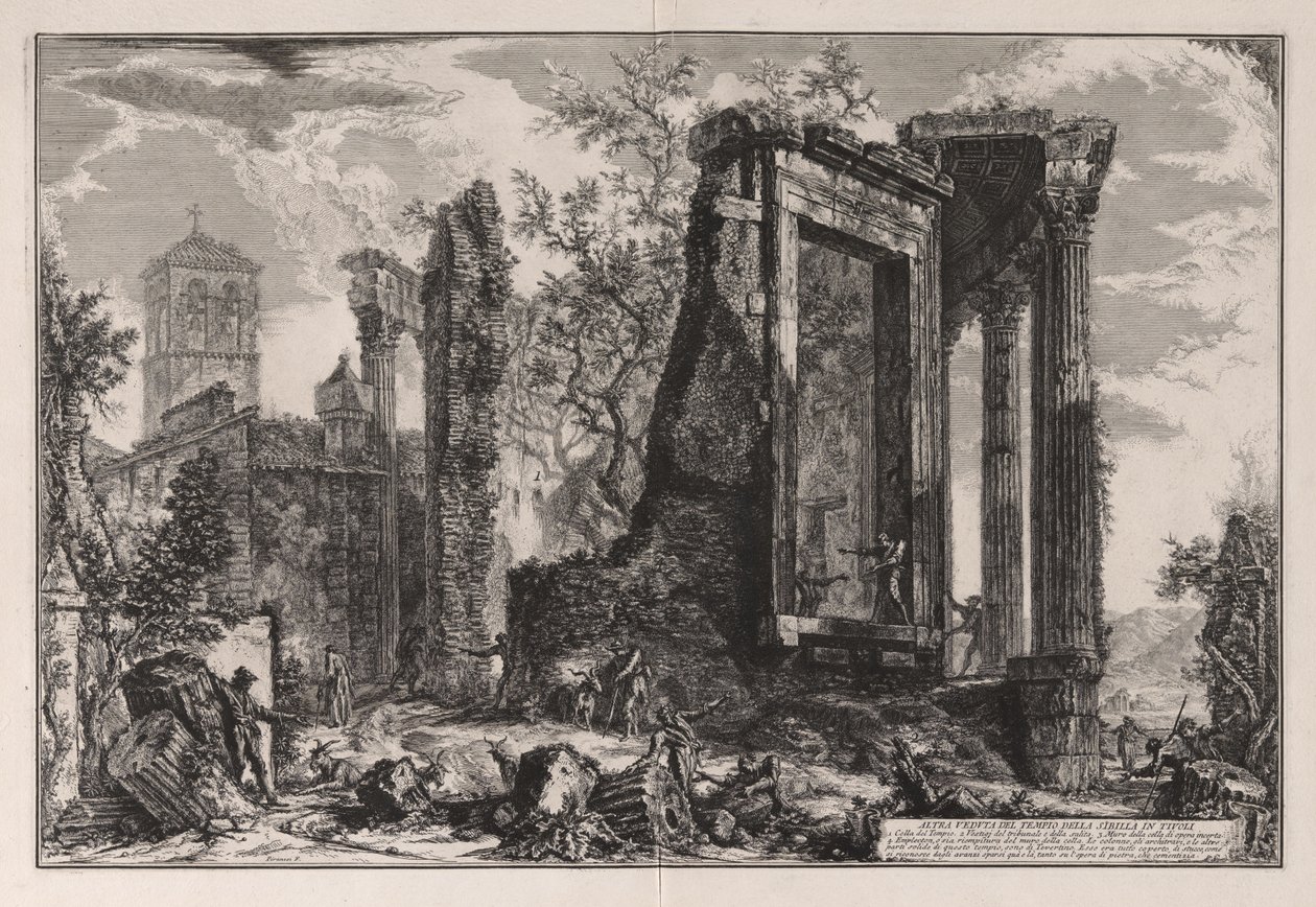 Outra vista do Templo da Sibila em Tivoli, de Vedute di Roma (Vistas de Roma) de Giovanni Battista Piranesi