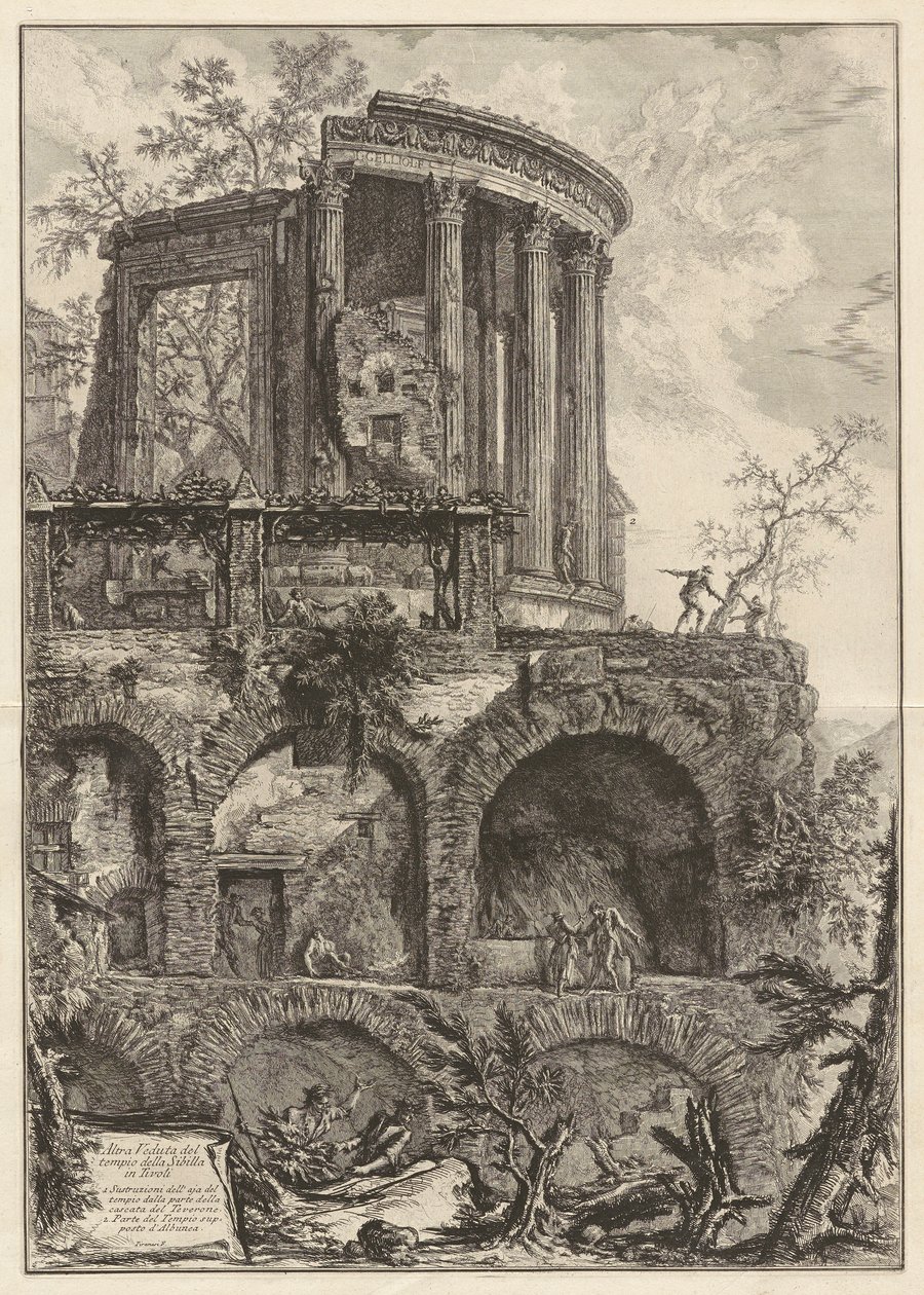Outra vista do Templo da Sibila em Tivoli, de Vedute di Roma (Vistas de Roma) de Giovanni Battista Piranesi
