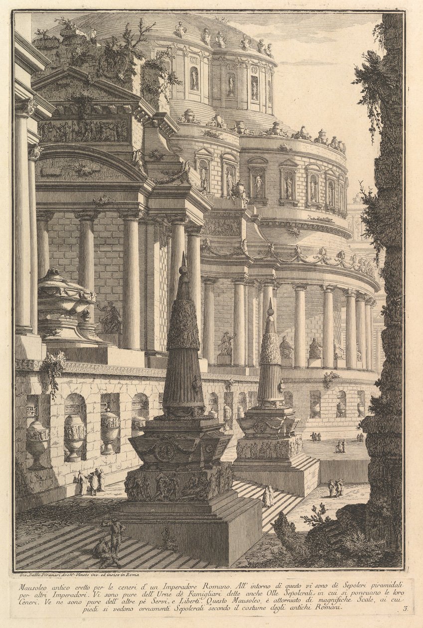 Mausoléu antigo erguido para as cinzas de um imperador romano Mausoléu antigo erguido para ..., ca. 1750 de Giovanni Battista Piranesi