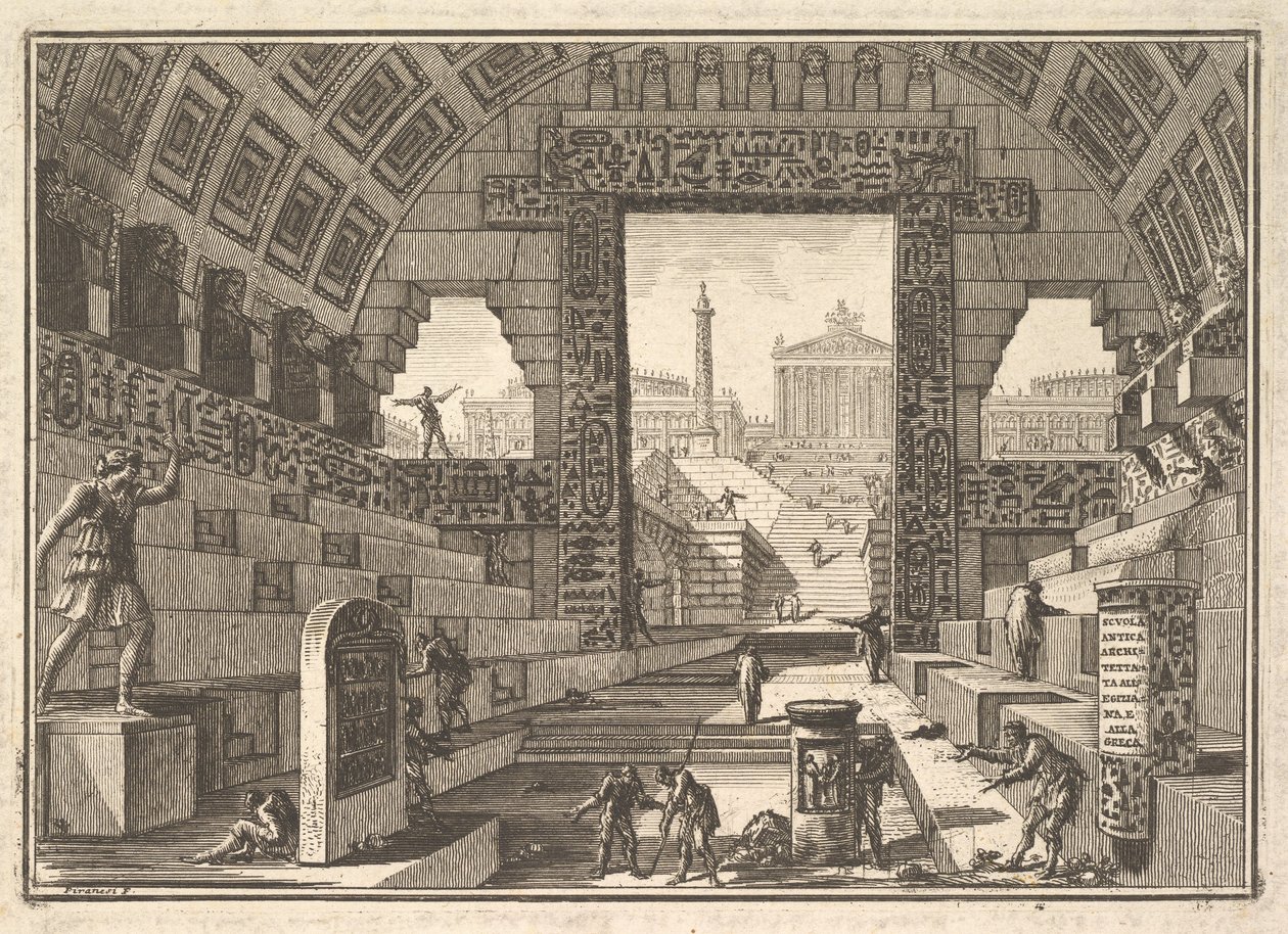 Escola antiga construída segundo os modos egípcio e grego de Giovanni Battista Piranesi