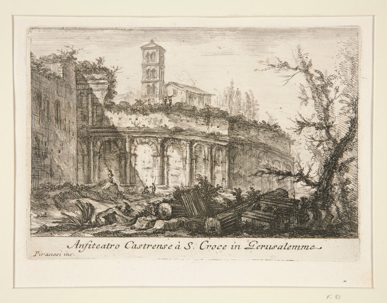 Anfiteatro Castrense? S. Croce in Gerusalemme (Anfiteatro Castrense perto de S. Croce in Gerusalemme), de várias vistas da Roma Antiga e Moderna de Giovanni Battista Piranesi