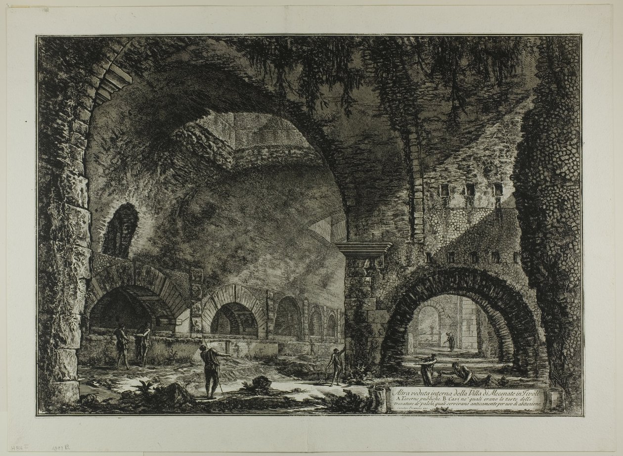 Outra vista interior da Villa de Mecenas, Tivoli, de Vistas de Roma de Giovanni Battista Piranesi