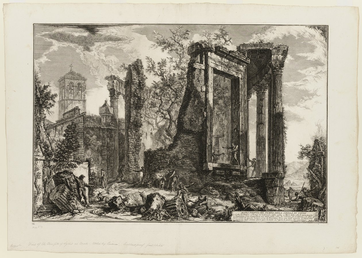 Outra vista do Templo da Sibila em Tivoli, de Vistas de Roma de Giovanni Battista Piranesi