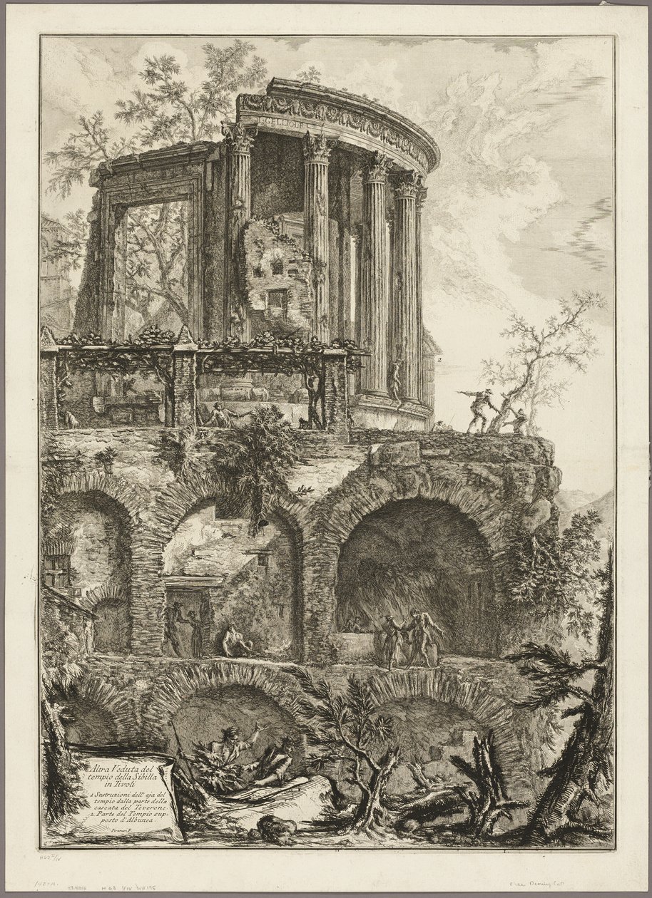 Outra vista do Templo da Sibila em Tivoli, de Vistas de Roma de Giovanni Battista Piranesi