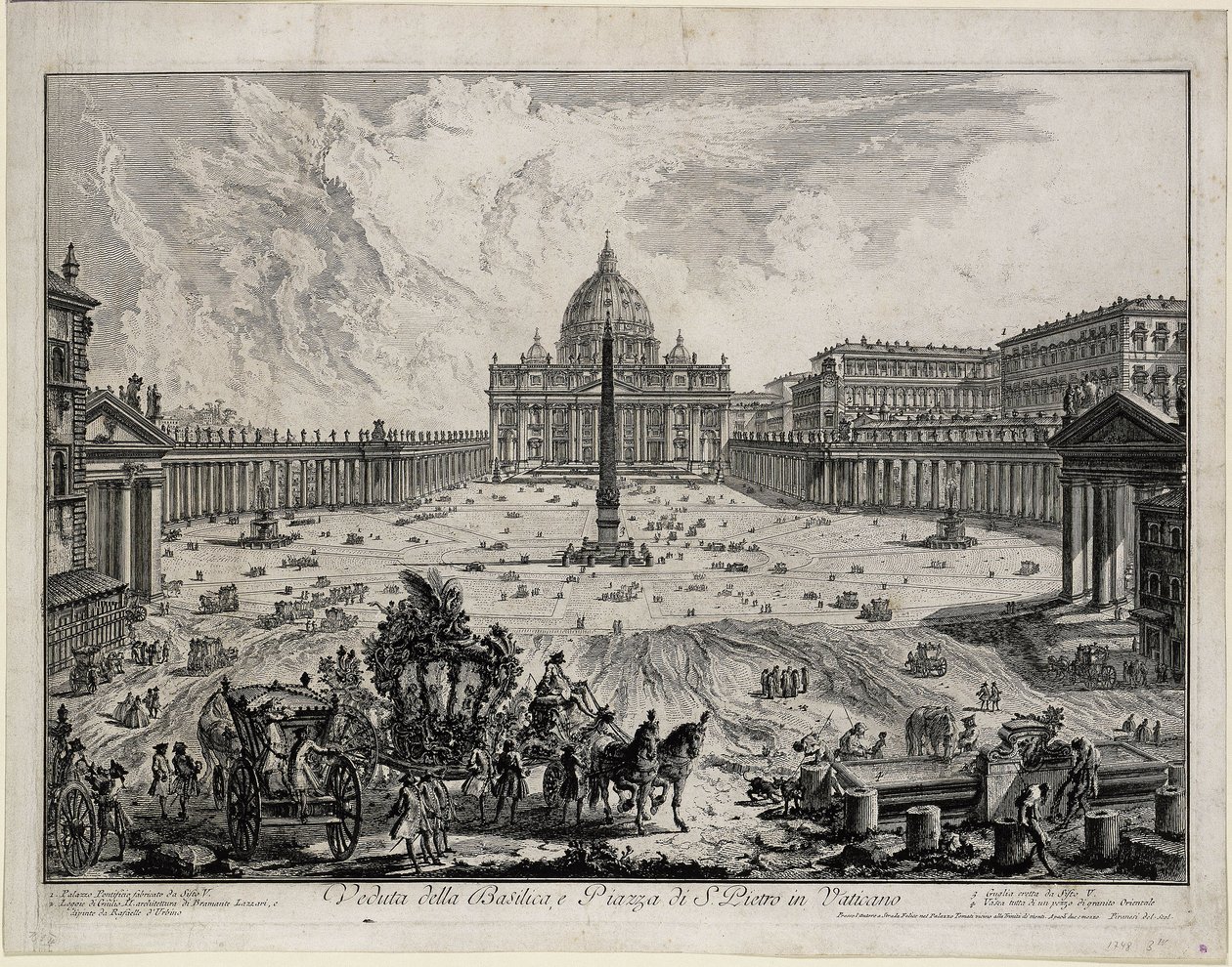 Vista da Basílica e da Praça de São Pedro no Vaticano (de: Vedute di Roma) de Giovanni Battista Piranesi