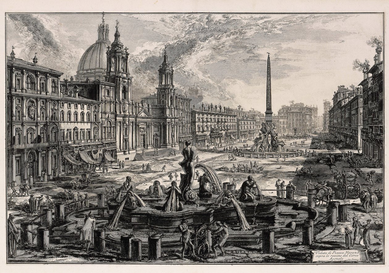 Vista da Piazza Navona em Roma (de: Vedute di Roma) de Giovanni Battista Piranesi