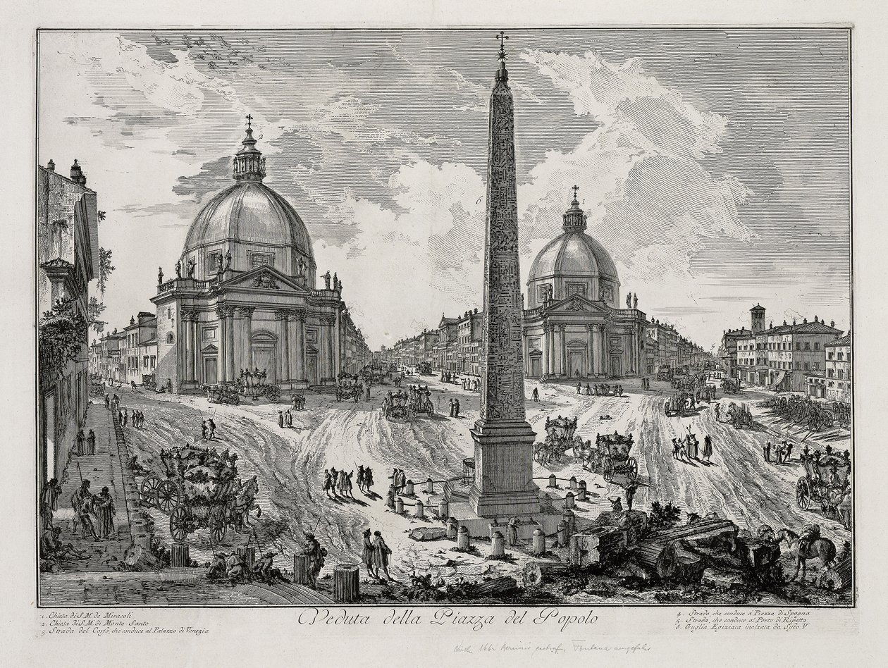 Vista da Piazza del Popolo (de: Vedute di Roma) de Giovanni Battista Piranesi