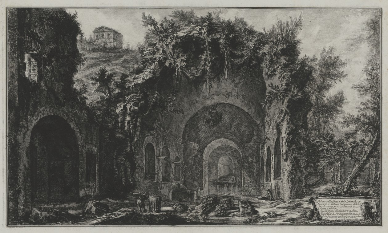 Vista da fonte e da gruta de Egéria fora da Porta Capena ou de San Sebastiano, de: Vedute di Roma de Giovanni Battista Piranesi