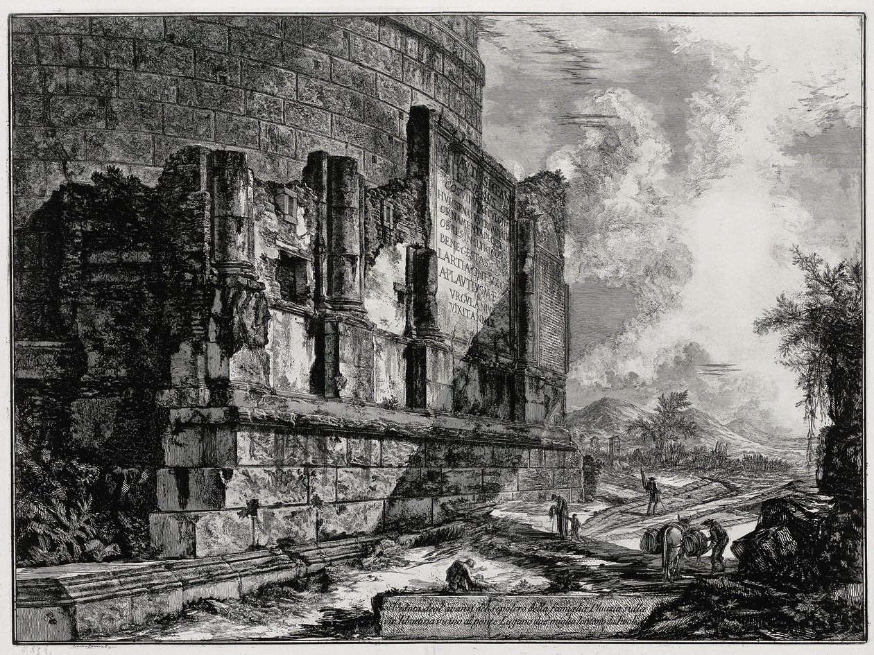 Vista dos restos do túmulo dos Plautii junto a Tivoli (de: Vedute di Roma) de Giovanni Battista Piranesi