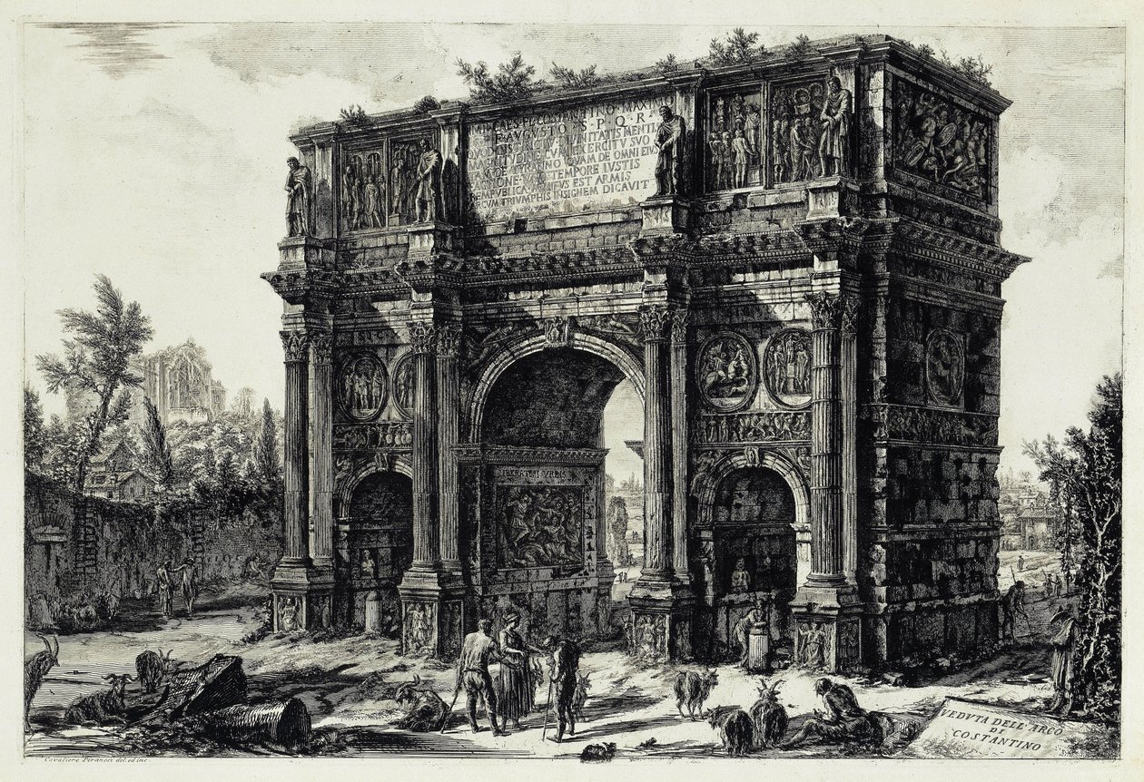 Vista do Arco de Constantino em Roma (de: Vedute di Roma) de Giovanni Battista Piranesi