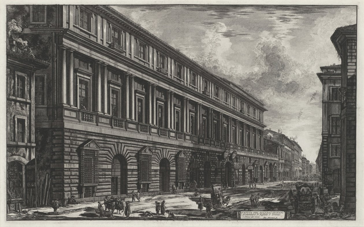 Vista do Palazzo Stopani (de: Vedute di Roma) de Giovanni Battista Piranesi