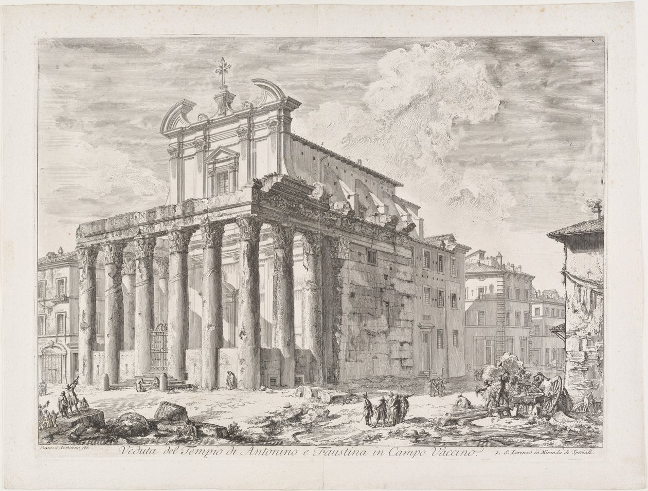 Vista do Templo de Antonino e Faustina no Campo Vaccino de Giovanni Battista Piranesi