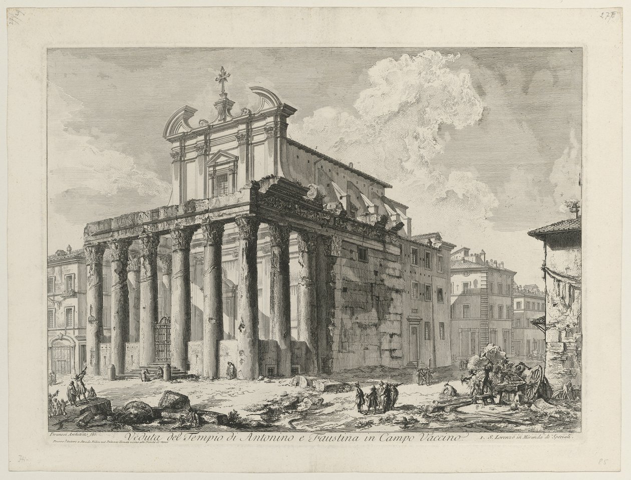 Vista do templo de Antonino e Faustina de Giovanni Battista Piranesi