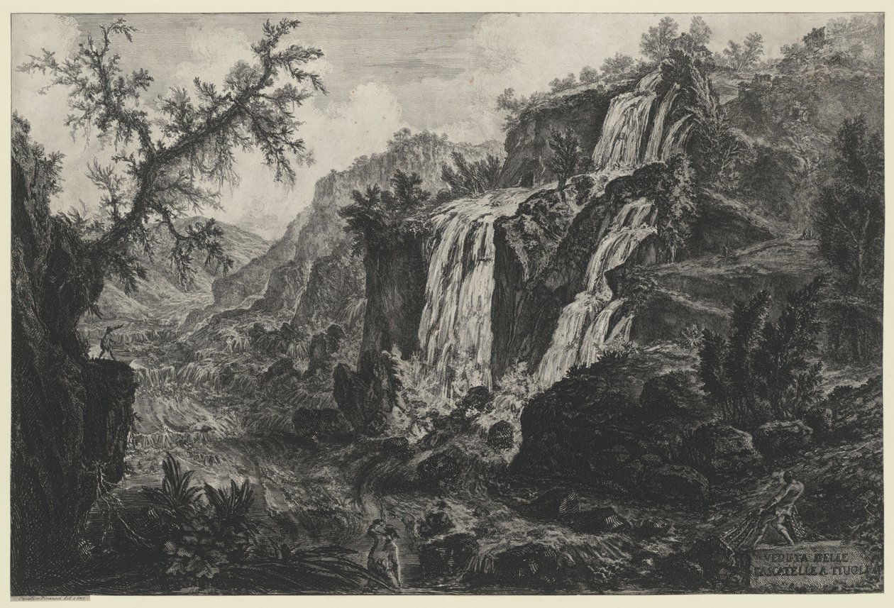 Vista da cascata em Tivoli (de: Vedute di Roma) de Giovanni Battista Piranesi