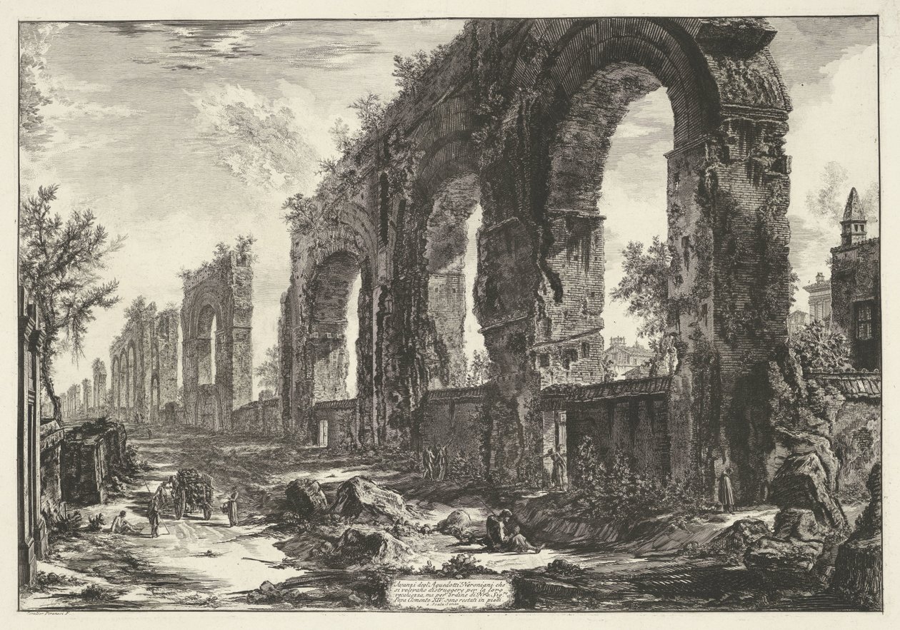 Aquaduto van Nero te Roma
Restos dos Aquedutos Neronianos que seriam destruídos por causa da sua velhice (...) (título sobre o objecto)
Gezichten op Rome (título da série)
Vistas de Roma desenhadas e gravadas pelo arquitecto Giambattista Piranesi Ve(nez de Giovanni Battista Piranesi