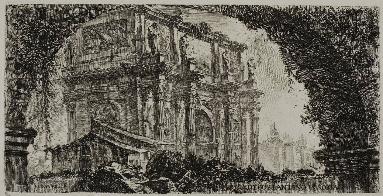 Arco de Constantino em Roma, placa 9 de algumas vistas dos arcos do triunfo e outros monumentos de Giovanni Battista Piranesi