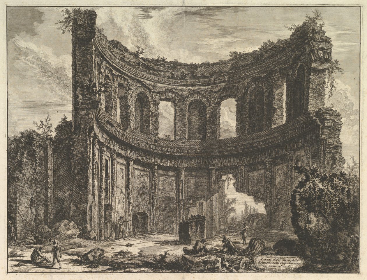 Sobras do templo de Apolo na vila de Adriano, perto da vila de Tivoli Hadrians ..., ca. 1768 de Giovanni Battista Piranesi