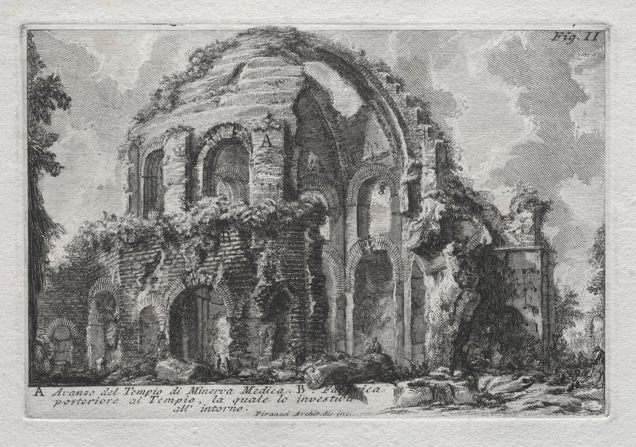 Restante do Templo de Minerva Medica. de Giovanni Battista Piranesi