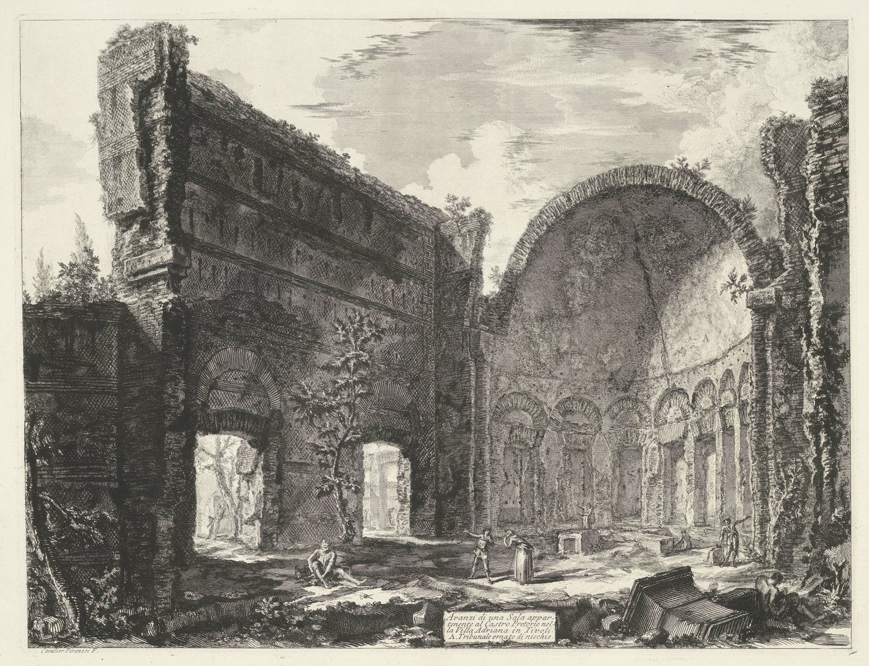 Bibliotheek in de Villa Adriana te Tivoli
Restos de uma sala pertencente ao Castro Pretorio na Villa Adriana em Tivoli (título sobre o objecto)
Gezichten op Rome (título da série)
Vistas de Roma desenhadas e gravadas pelo arquitecto Giambattista Piranes de Giovanni Battista Piranesi