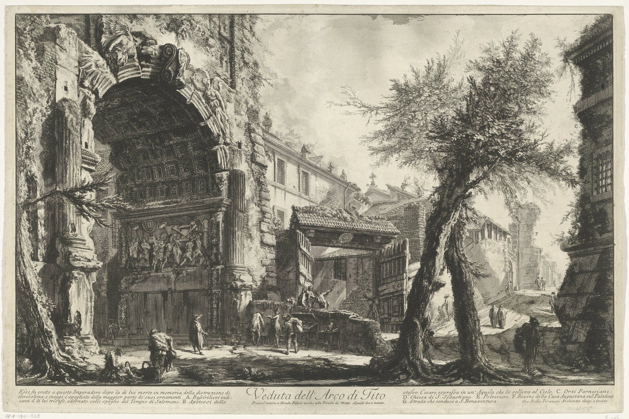 Boog van Titus te Rome
Vista do Arco de Titus (título sobre o objecto)
Gezichten op Rome (título da série)
Vistas de Roma desenhadas e gravadas pelo arquitecto Giambattista Piranesi Ve(nez)iano (título da série) de Giovanni Battista Piranesi