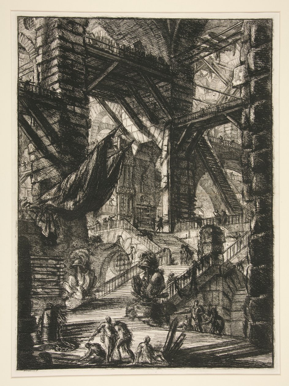 Carceri, VIII: A Escadaria com Troféus de Giovanni Battista Piranesi