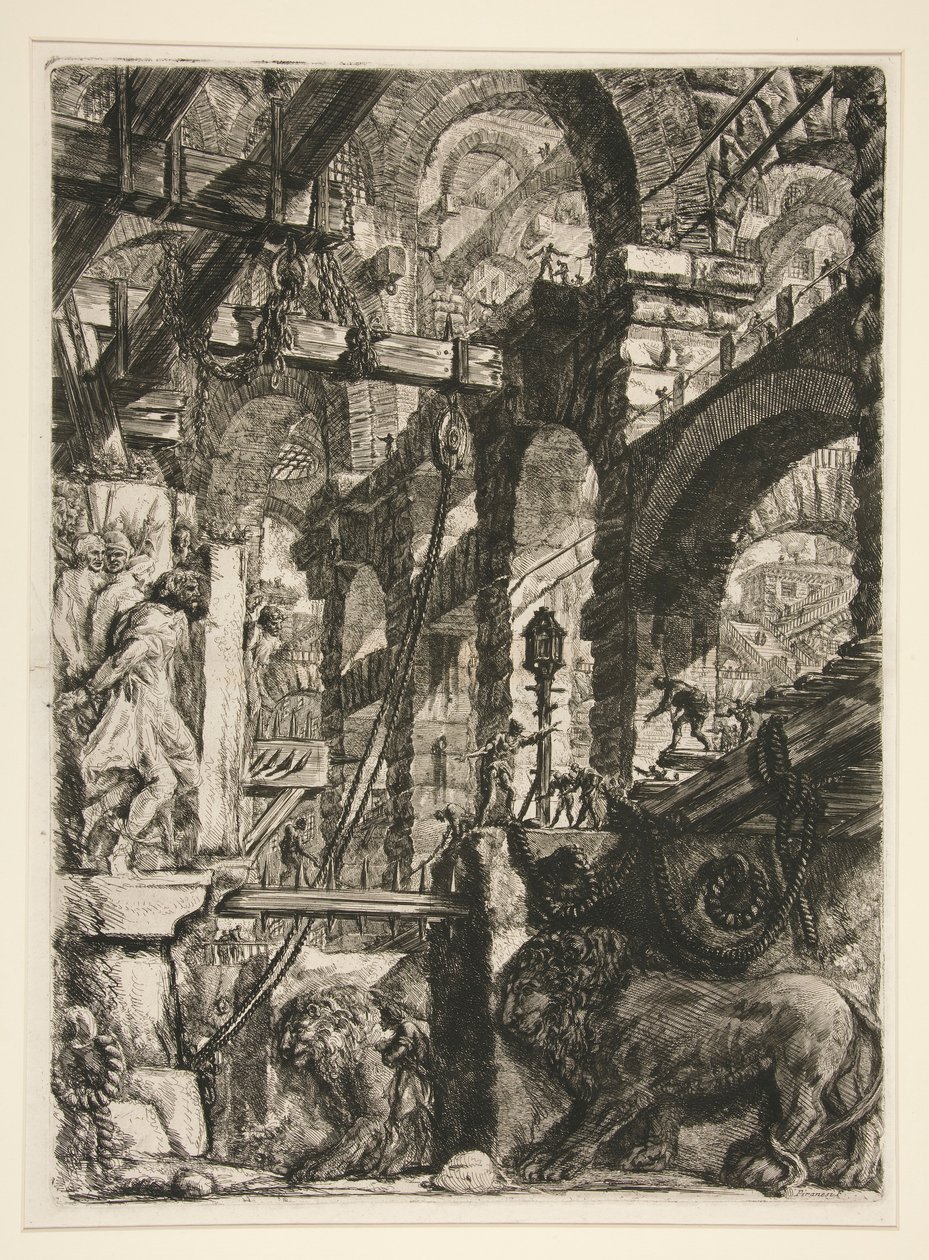 Carceri, V: Os Bas-Reliefs do Leão de Giovanni Battista Piranesi