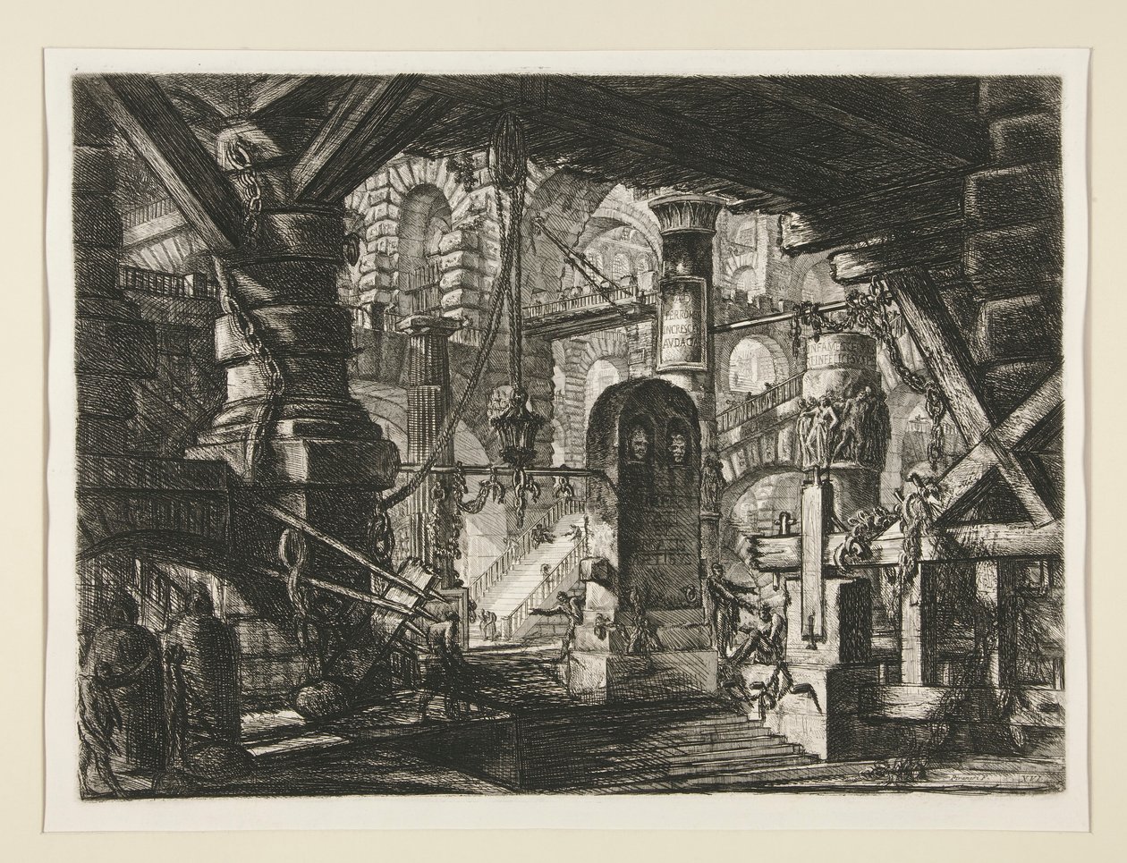 Carceri, XVI: O Cais com Correntes de Giovanni Battista Piranesi