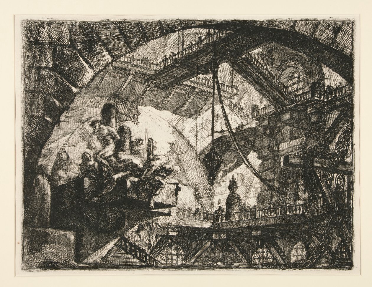 Carceri, X: Prisioneiros numa Plataforma de Projecção de Giovanni Battista Piranesi