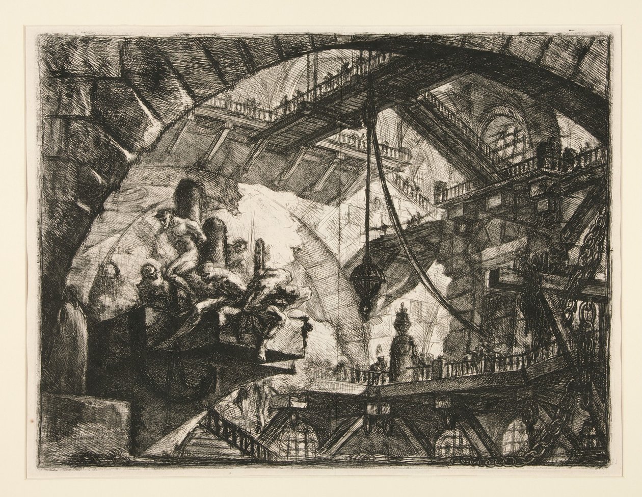 Carceri, X: Prisioneiros numa plataforma saliente de Giovanni Battista Piranesi