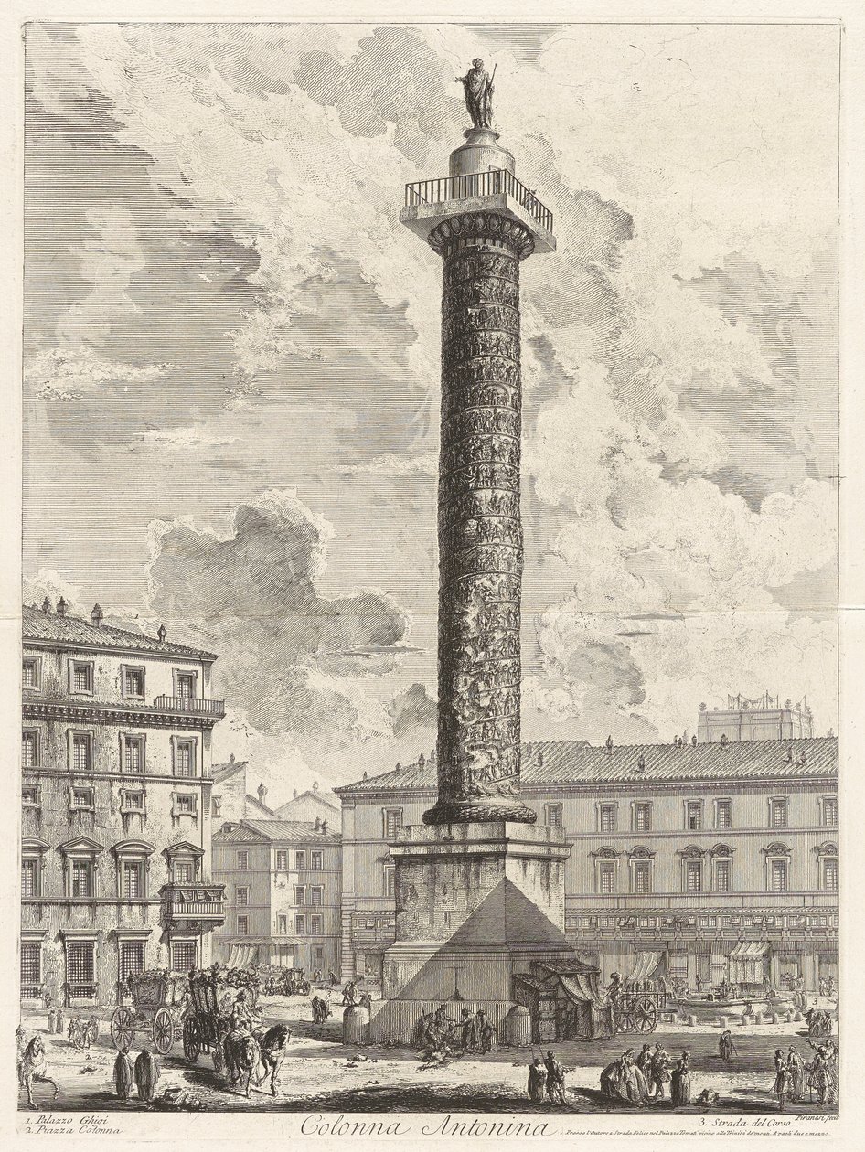 Colonna Antonina (A Coluna de Marcus Aurelius), de Vedute di Roma (Vistas de Roma) de Giovanni Battista Piranesi