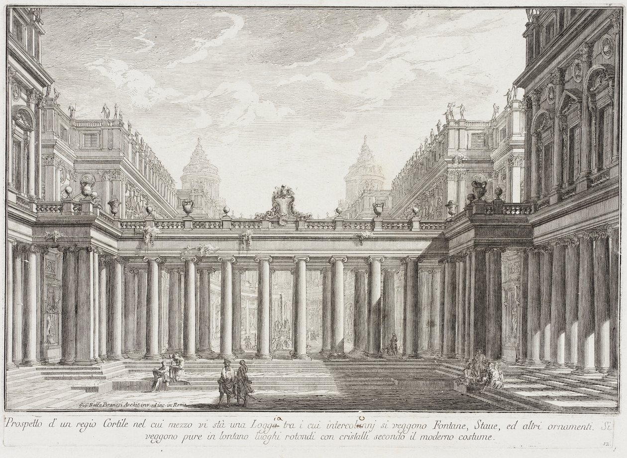 Pátio rodeado de pórticos de Giovanni Battista Piranesi
