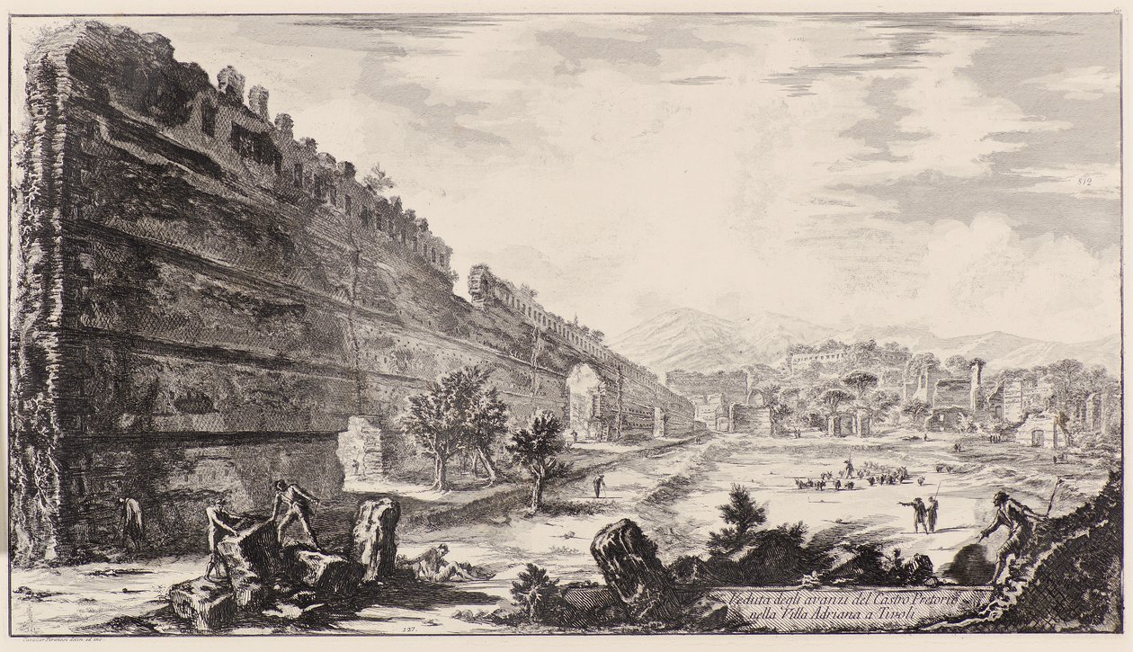 Degli Avanzi Del Castro Pretorio na Villa Adriana em Tivoli de Giovanni Battista Piranesi