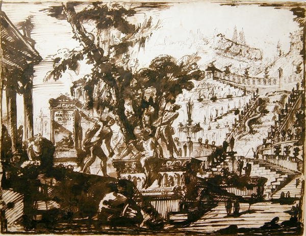 Fantastical Gardens (caneta e tinta sobre papel) de Giovanni Battista Piranesi