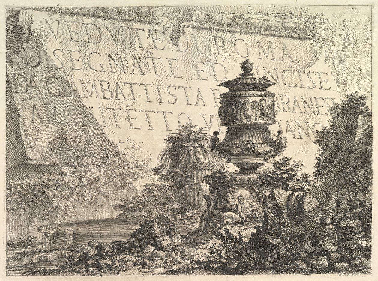 Frontispício Página de rosto, 1748. de Giovanni Battista Piranesi