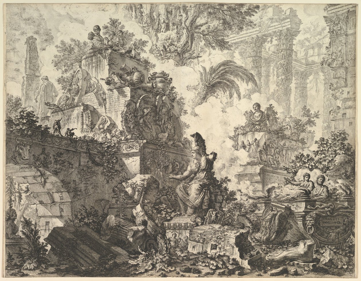 Frontispício, com a estátua de Minerva, ca. 1748 de Giovanni Battista Piranesi