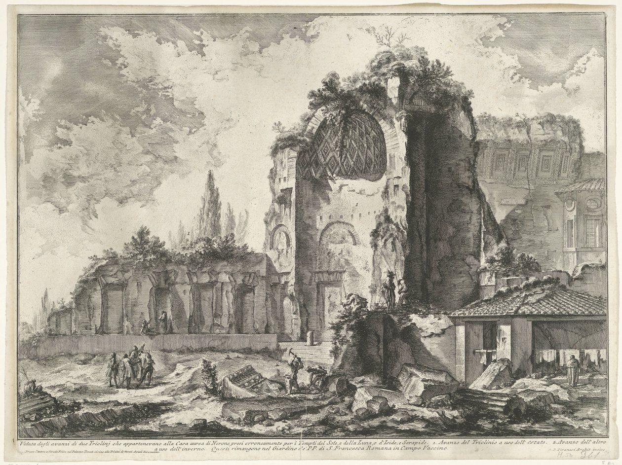 Gezichten op Rome, de Campagna, etc. (122 lâminas) Vista dos restos de dois Tricliniums que pertenceram à Casa Dourada de Neron (...) (título no objeto) Gezichten op Rome (título da série) Vistas de Roma projetadas e gravadas pelo arquiteto Giambattista Pi de Giovanni Battista Piranesi