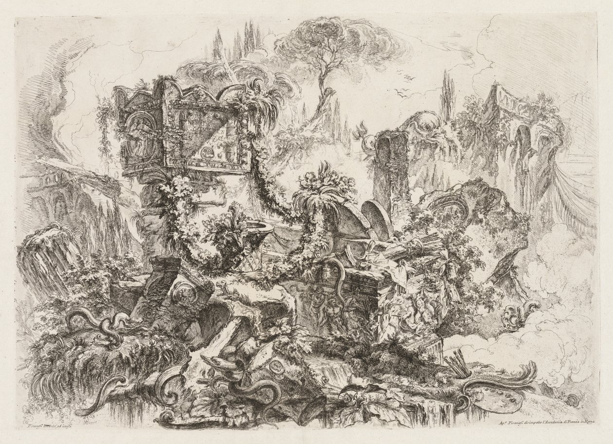 Groteschi: ruínas com serpentes, ca. 1745-50. de Giovanni Battista Piranesi
