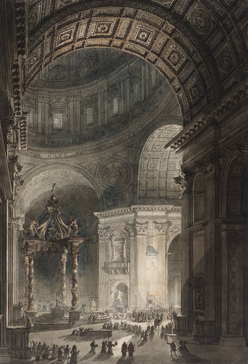 Iluminação da Cruz em St. Peters na sexta-feira santa, 1787 (wc e gravura) de Giovanni Battista Piranesi