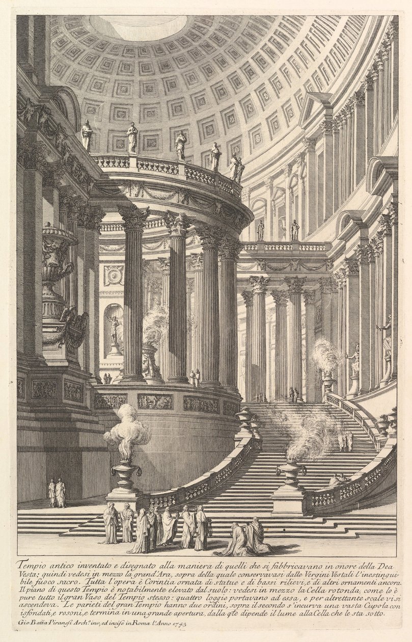 Templo antigo imaginário projetado no estilo daqueles construídos em homenagem à Deusa ..., ca. 1750 de Giovanni Battista Piranesi