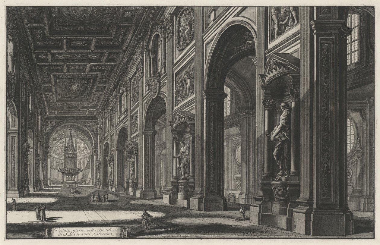 Vista interior da Basílica de São João de Latrão (de: Vedute di Roma) de Giovanni Battista Piranesi