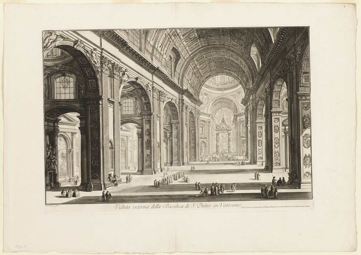 Vista interior da Basílica de São Pedro no Vaticano, de Views of Rome de Giovanni Battista Piranesi